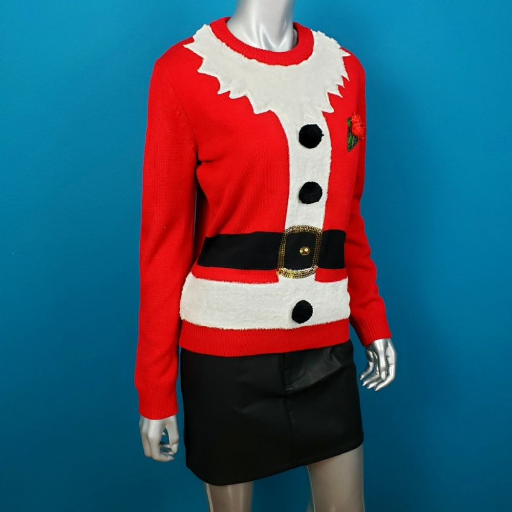 🆕️ 🧑🎄 FOREVER 21 Sequin & Pom Pom Santa & Elf Sweater // (NWT)